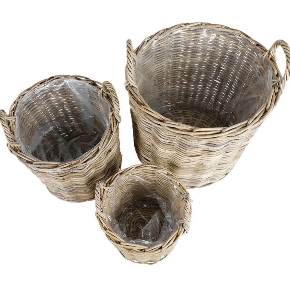 WeidenKörbe Rund Natural-Grey 3Er-Set