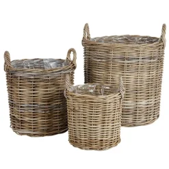 WeidenKörbe Rund Natural-Grey 3Er-Set