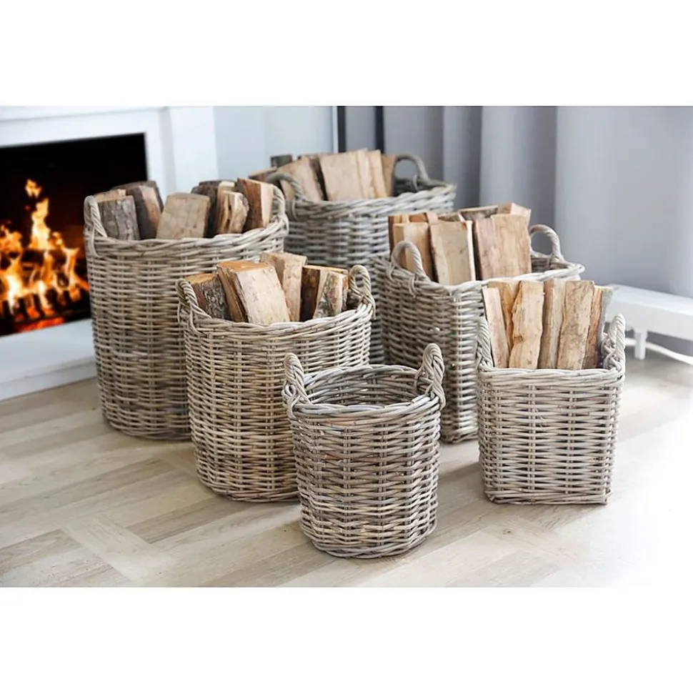 WeidenKörbe Rund Natural-Grey 3Er-Set