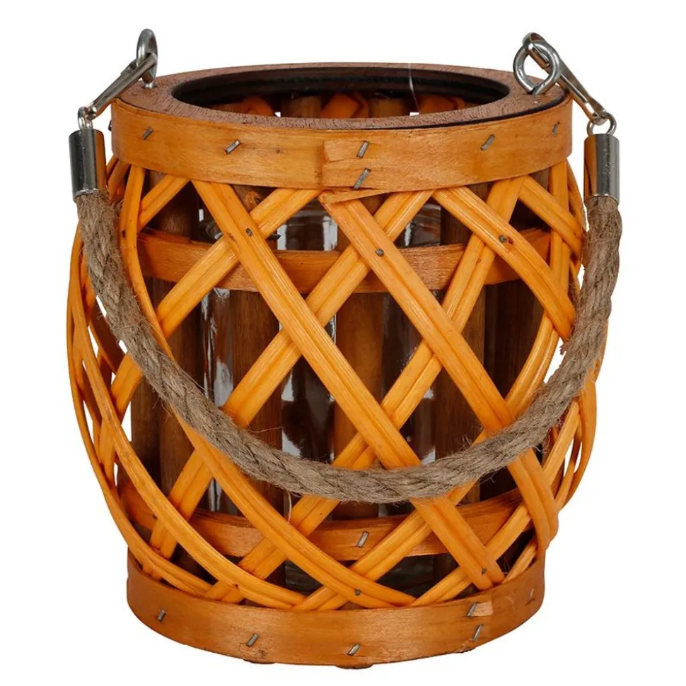 Weiden-Laterne Mit Glaswindlicht 15X14Cm