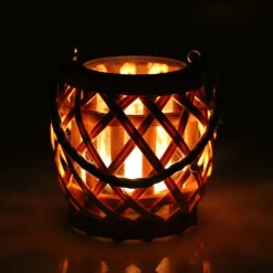 Weiden-Laterne Mit Glaswindlicht 15X14Cm
