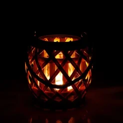 Weiden-Laterne Mit Glaswindlicht 15X14Cm