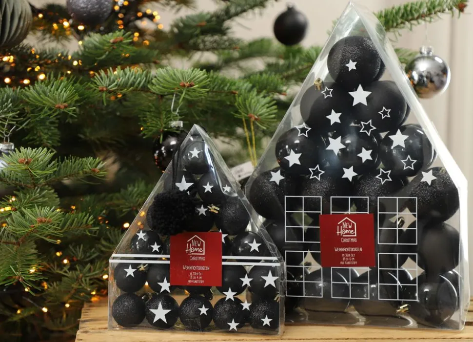 Weihnachtsbaumkugeln Aus Kunststoff 6Cm 36Er-Set Schwarz