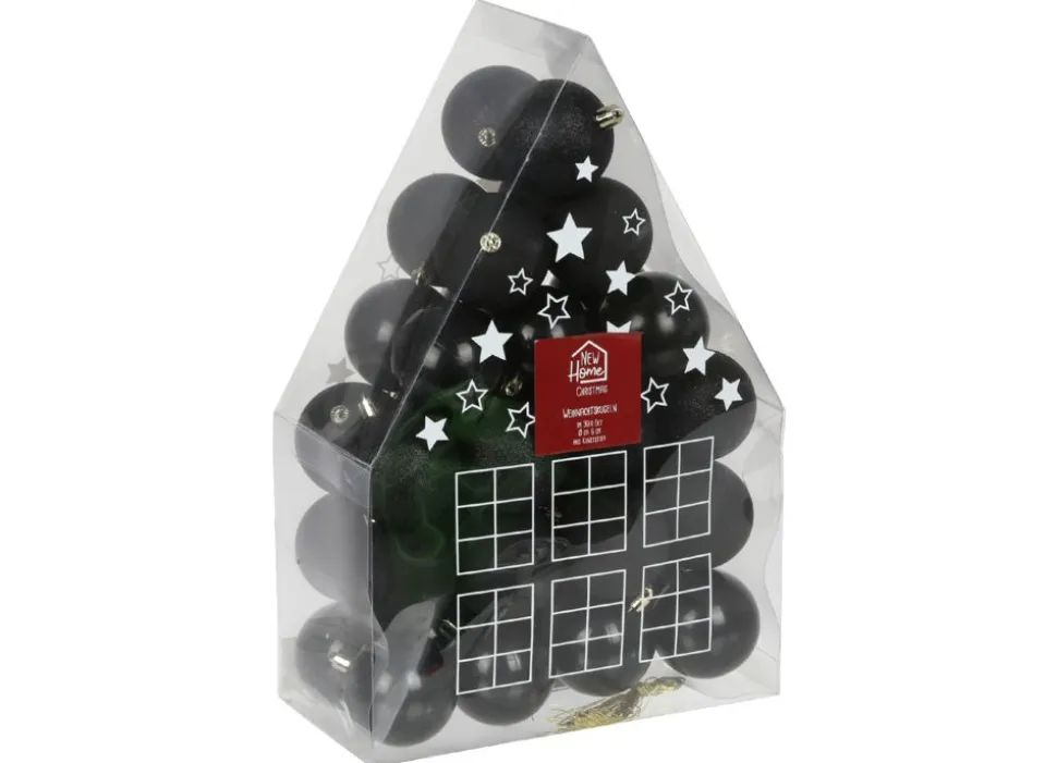 Weihnachtsbaumkugeln Aus Kunststoff 6Cm 36Er-Set Schwarz