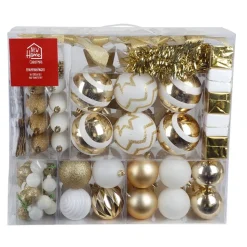 Weihnachts-Baumschmuck-Set 100-Teilig Weis/Gold