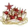 Weihnachtsbaumschmuck-Set 87-Teilig Aus Kunststoff Rot/Gold