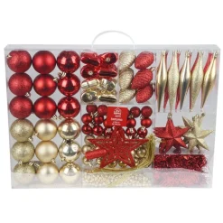 Weihnachtsbaumschmuck-Set 87-Teilig Aus Kunststoff Rot/Gold