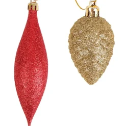 Weihnachtsbaumschmuck-Set 87-Teilig Aus Kunststoff Rot/Gold