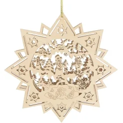 Weihnachts-Holzstern 30Cm Mit 10 Leds
