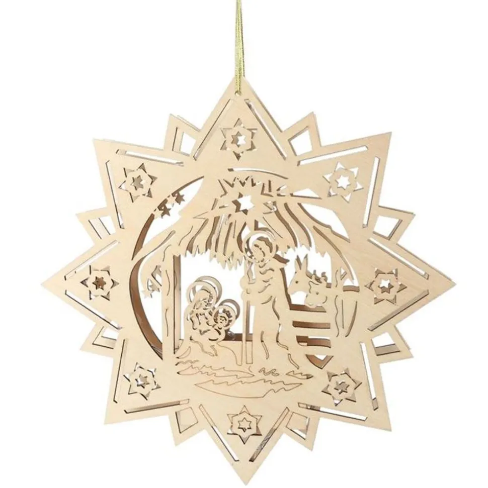 Weihnachts-Holzstern 30Cm Mit 10 Leds