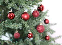 Weihnachtskugel-Set Aus Glas 72-Teilig Burgund/Rot