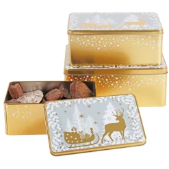 Weihnachts-Metalldosen-Set Rechteckig 3-Teilig