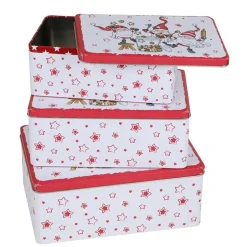 Weihnachts-Metalldosen-Set Rechteckig 3-Teilig