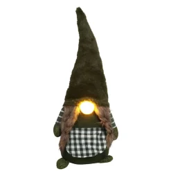 Weihnachts-Wichtel-Frau Mit Leuchtender Led-Nase 56Cm Grun