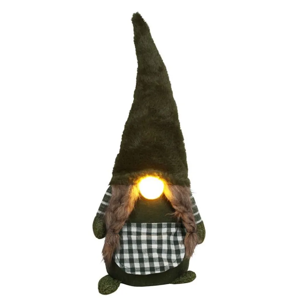 Weihnachts-Wichtel-Frau Mit Leuchtender Led-Nase 56Cm Grun