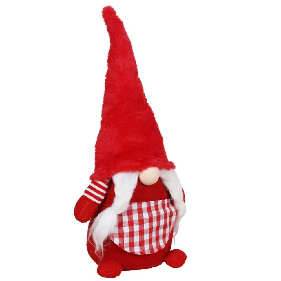 Weihnachts-Wichtel-Frau Mit Leuchtender Led-Nase 56Cm Rot