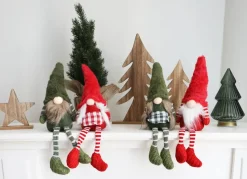 Weihnachtswichtel Kantenhocker Mit Led-Nase 13X40X20Cm Rot