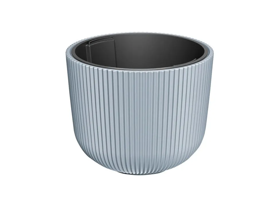 Xxl Blumentopf Milly Bauchig Rillendesign Mit Einsatz 47Cm Steingrau