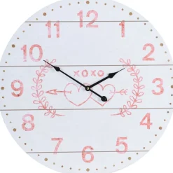 Xxl-Wanduhr 55Cm Herzen Und Pfeil Weis