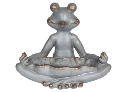 Yoga-Frosch Im Lotussitz Mit Vogeltranke 48X39X26Cm