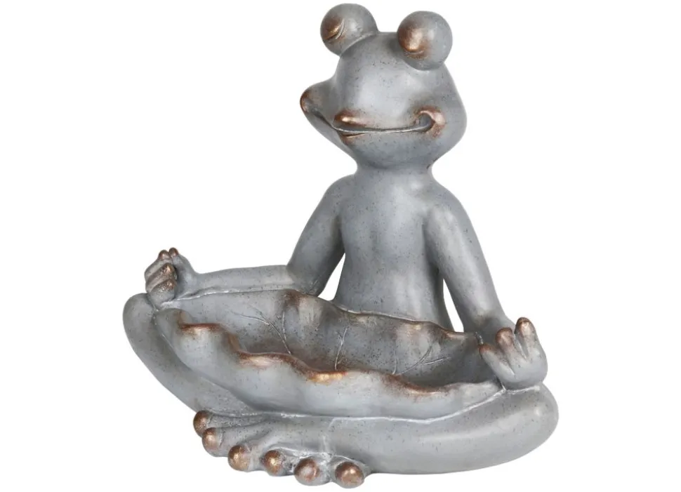 Yoga-Frosch Im Lotussitz Mit Vogeltranke 48X39X26Cm